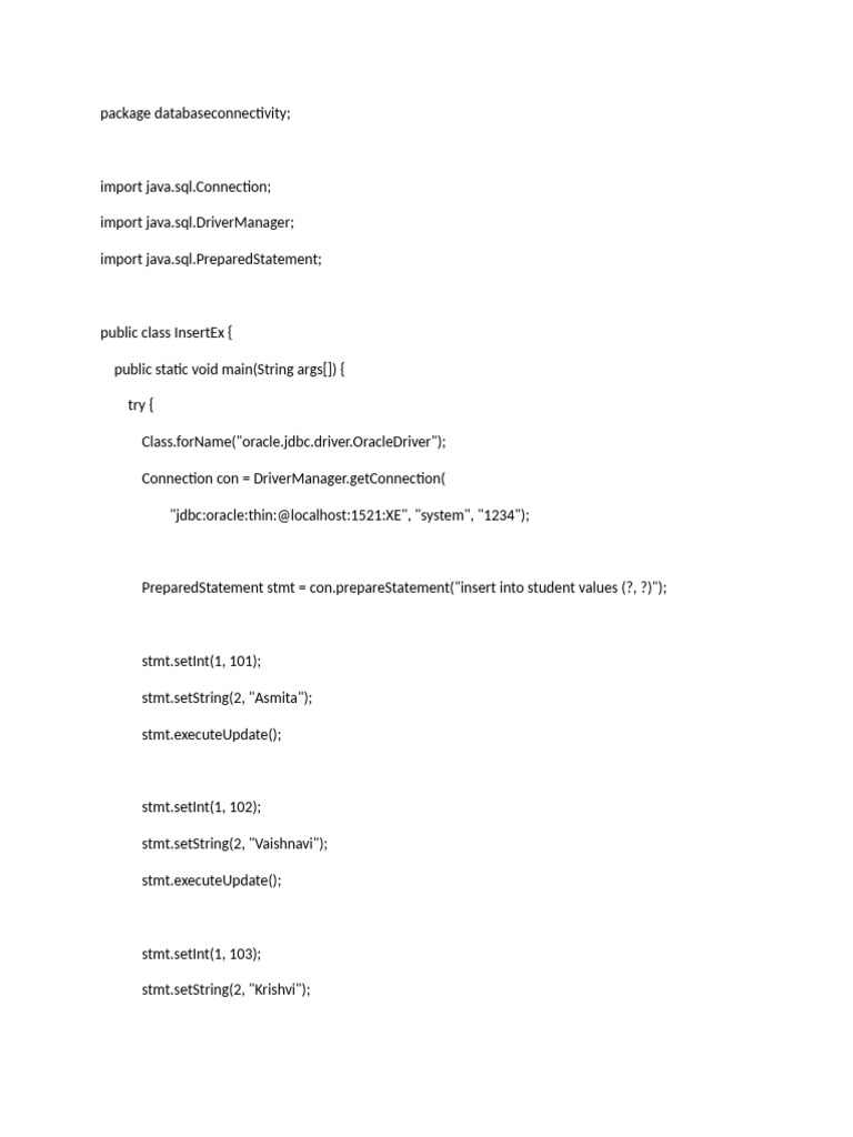 Java Database Insert Example | PDF