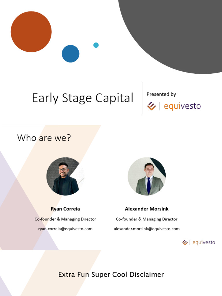 Early Stage Capital Insights by Equivesto | PDF | Investing | Startup ...