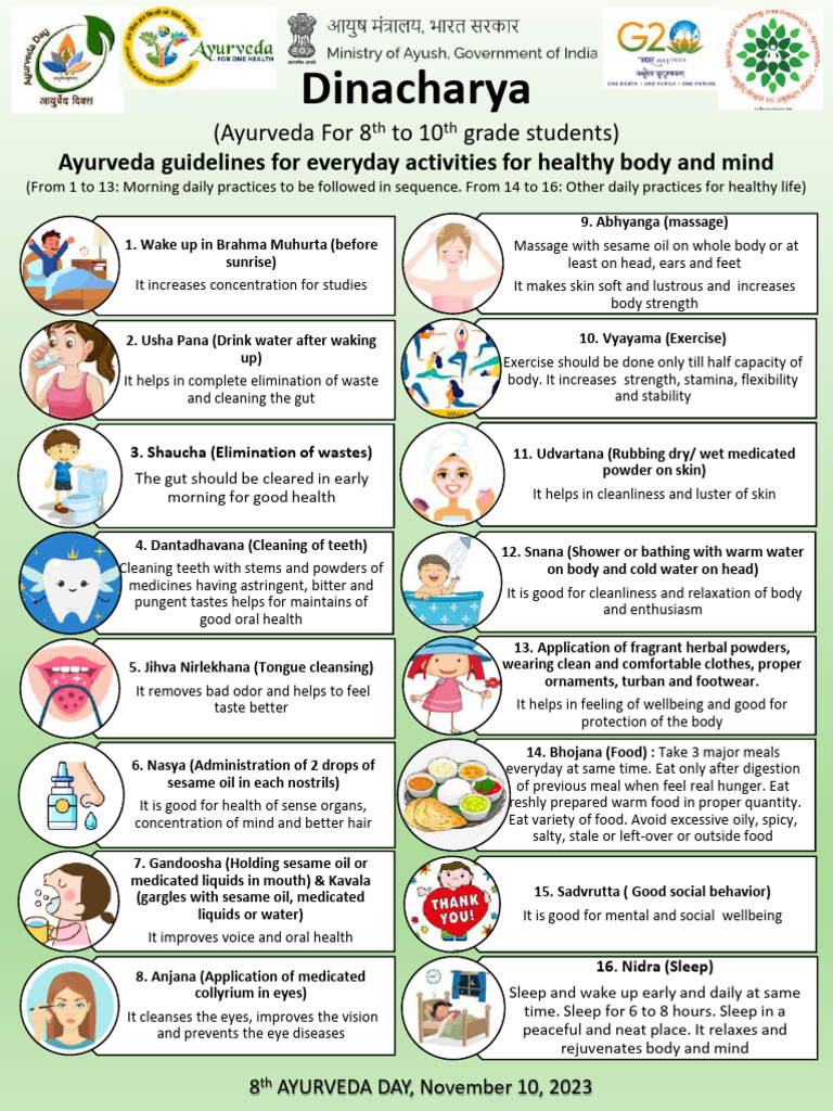 Ayurveda Dinacharya for Students | PDF | Sleep
