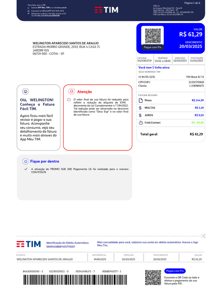 Contato TIM: 0800 374 4141 | PDF | Brasil