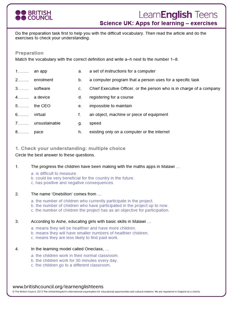 Apps For Learning - Exercises | PDF | Learning | Cognition