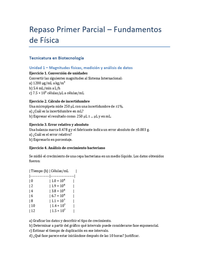 Repaso para El Primer Parcial (Fundamentos de Física) | PDF ...