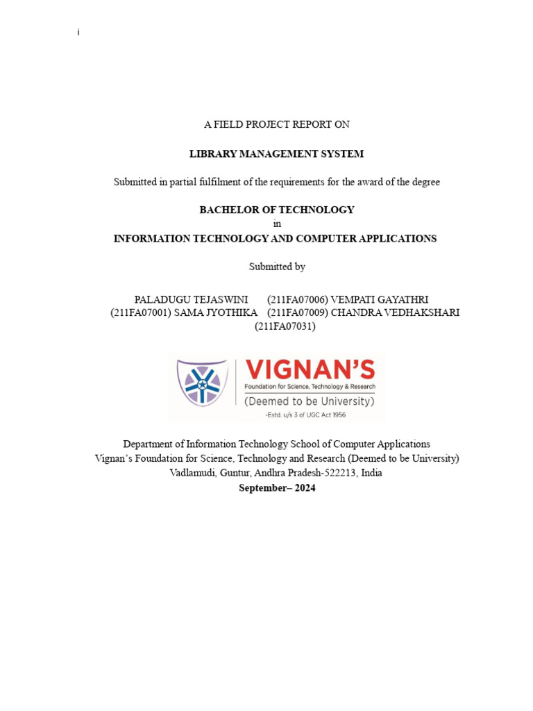 Library Management System Project Report | PDF | World Wide Web ...