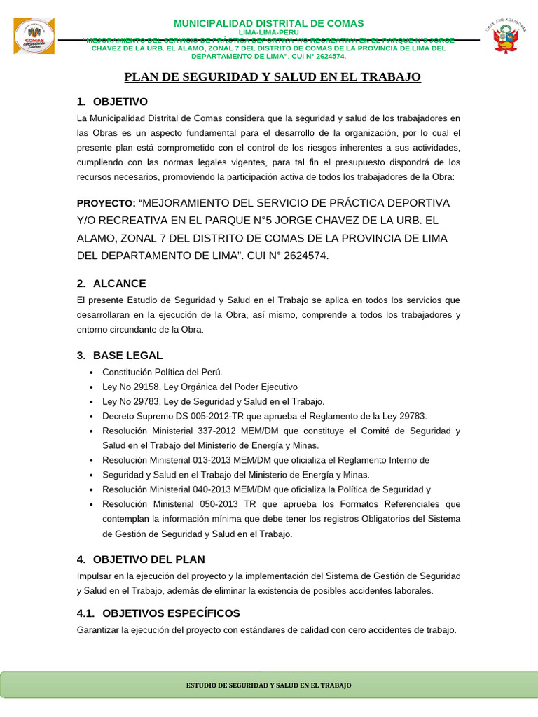 Plan de Seguridad y Salud en Obra | PDF | Seguridad y salud ocupacional ...