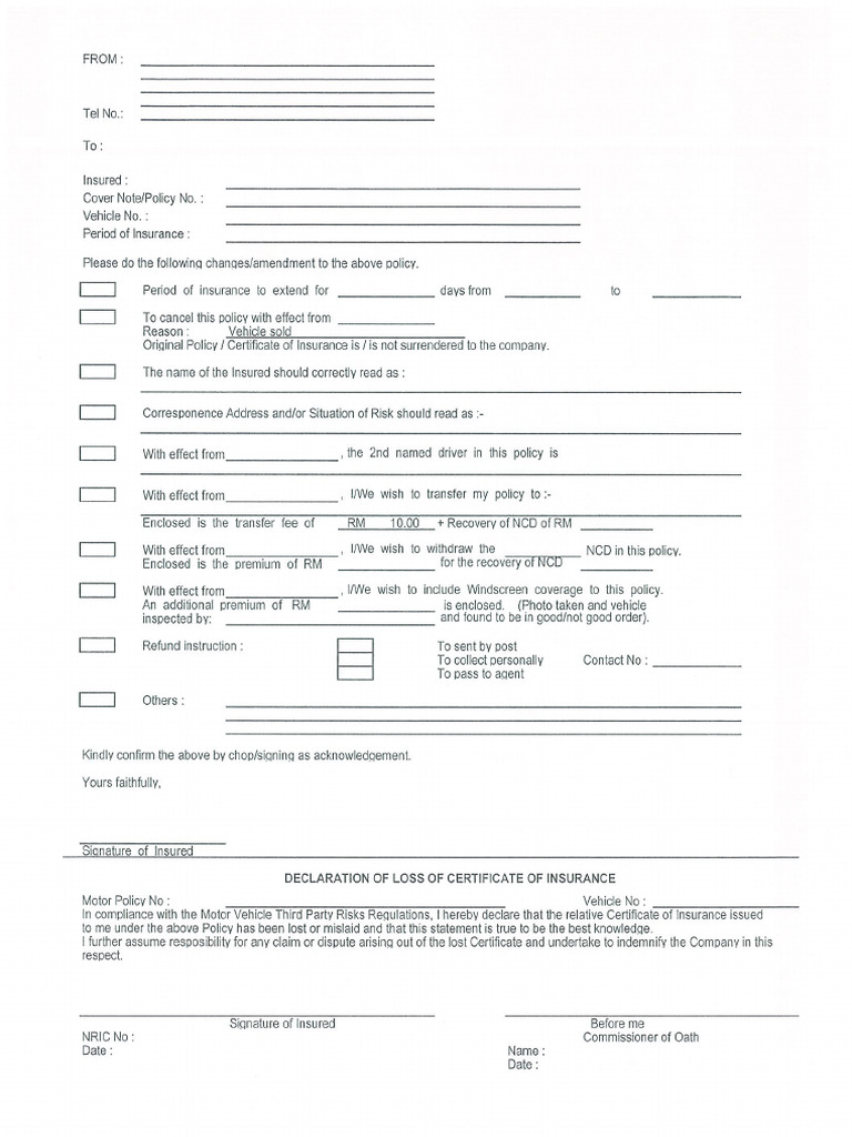 MSIG Endorsement Form | PDF