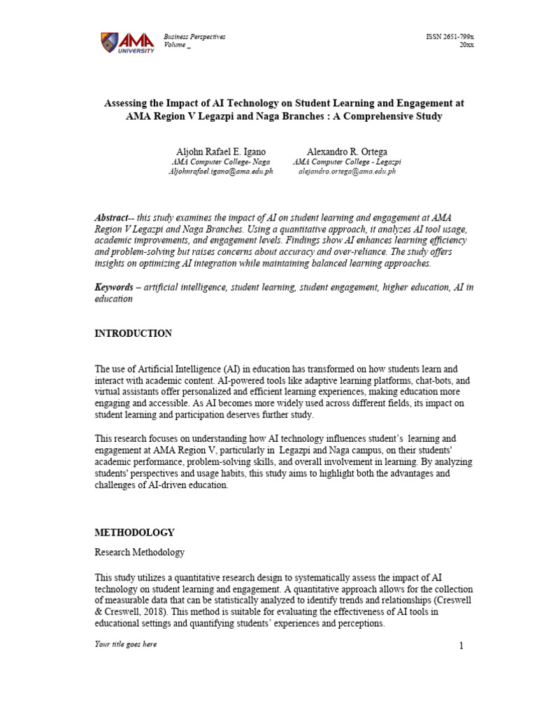 Assessing The Impact of AI Technology On Student Learning and ...