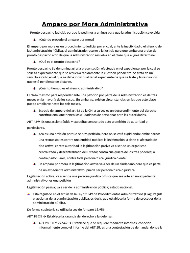 Amparo por Mora Administrativa: Guía Completa | PDF | Apelación | Justicia
