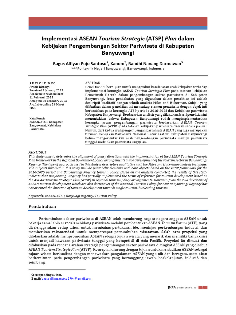 1 13+a Review+1+Implementasi+ASEAN+Tourism+Strategic,+Bagus+Santoso | PDF