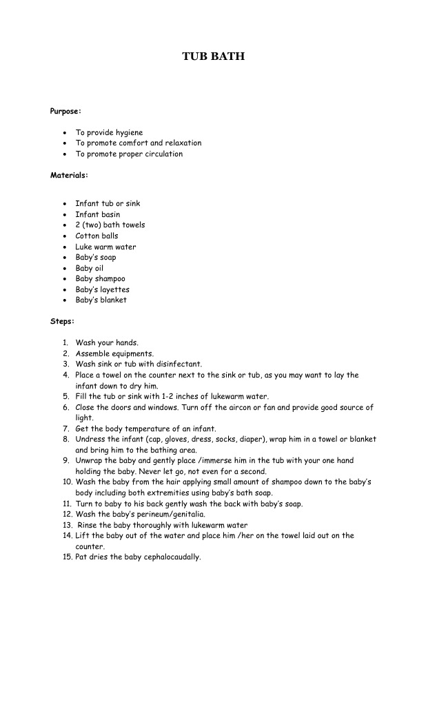 Sponge Bath & Tub Bath PDF Bathing Infants