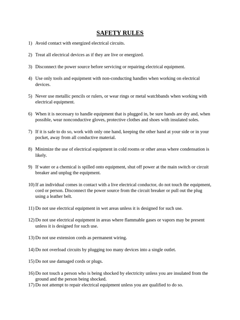 Safety Rules in The Work Shop e N Et | PDF