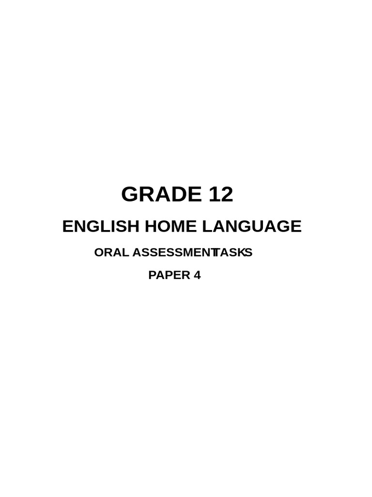 Grade 12 English Oral Assessment Guide | PDF | Reading Comprehension ...