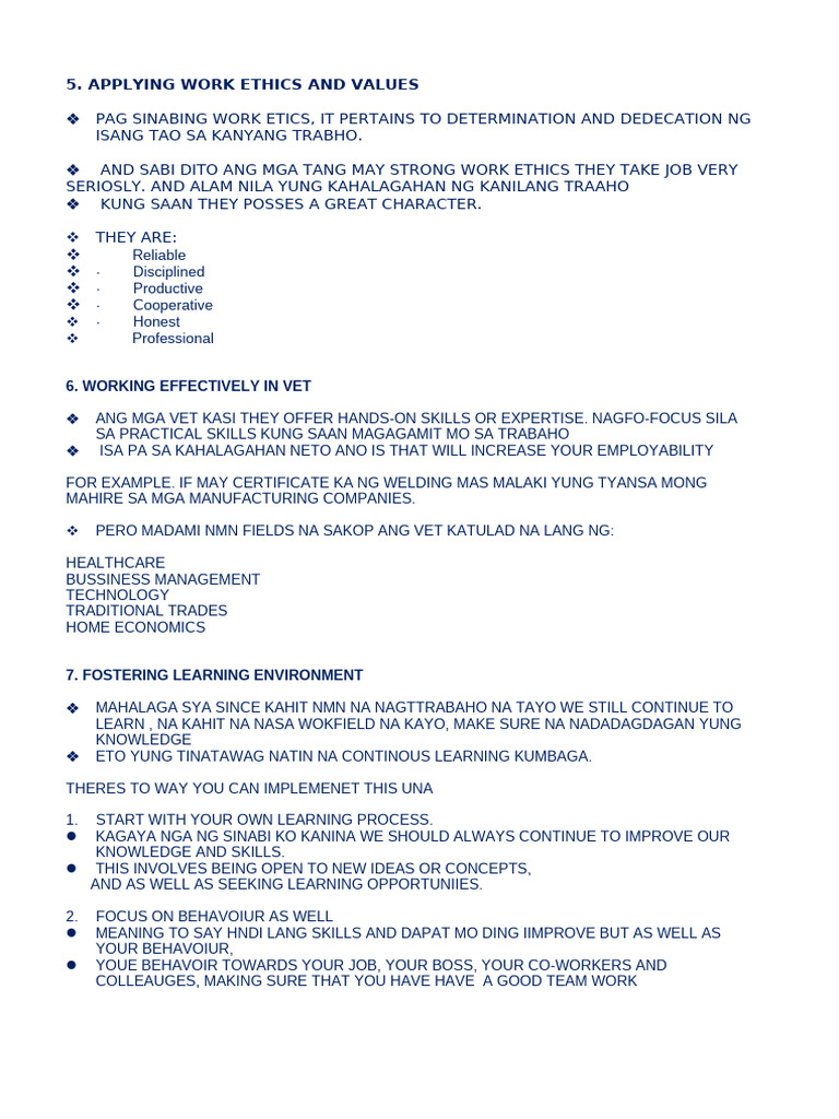 Enhancing Work Ethics and Skills | PDF | Learning | Behavior Modification