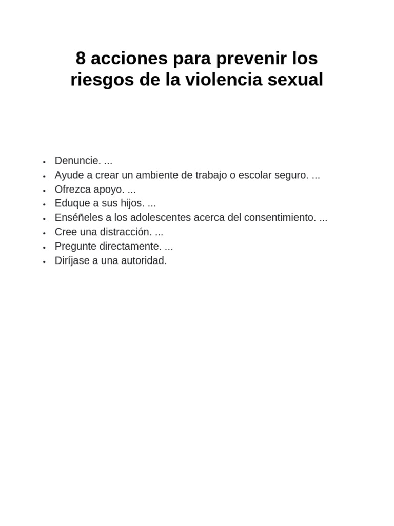Acciones para Prevenir la Violencia Sexual | PDF