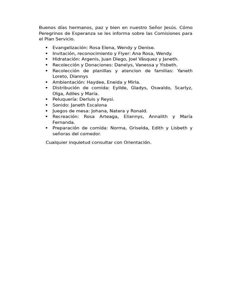 Plan Servicio. | PDF
