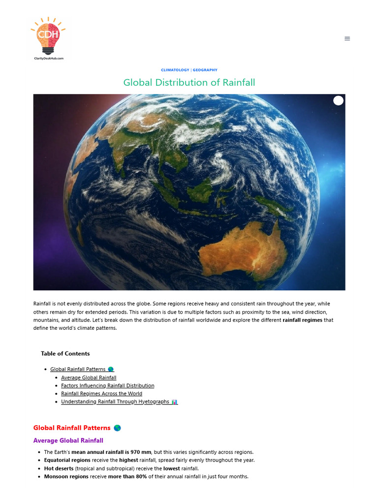 Global Distribution of Rainfall - Clarity Desk Hub | PDF ...