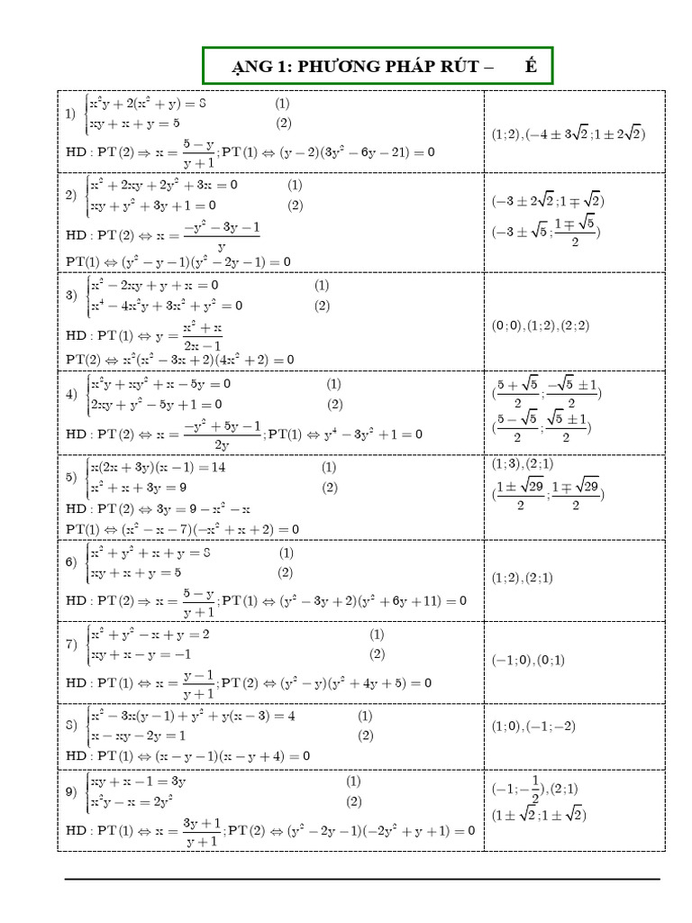 392 Bai Tap He Phuong Trinh Goi y Dap An Tung Dang Bai Tap | PDF