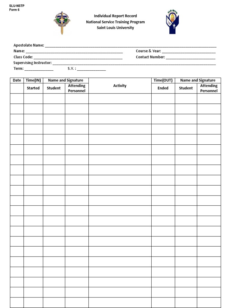 SLU NSTP Individual Report Template | PDF | Career & Growth
