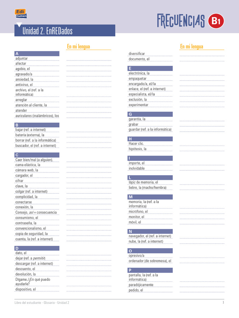 FB1 Glosario Libro Del Estudiante U02 | PDF | Internet | Tecnología de ...