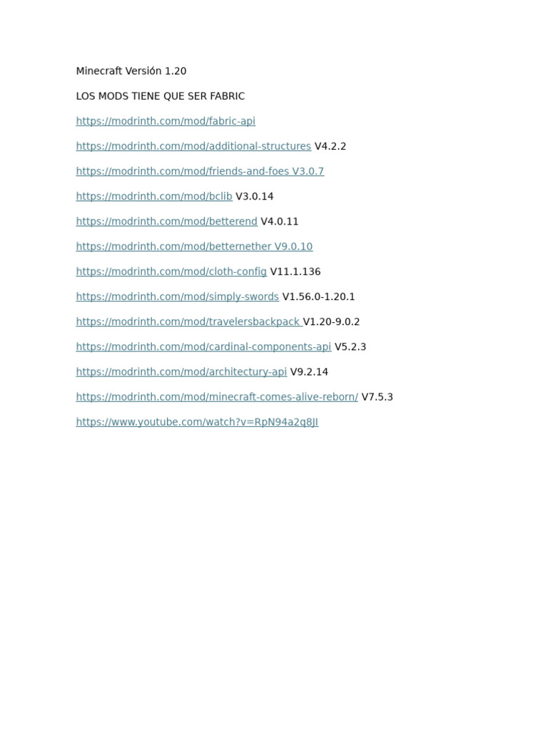 Mods Minecraft 1.20 Fabric | PDF