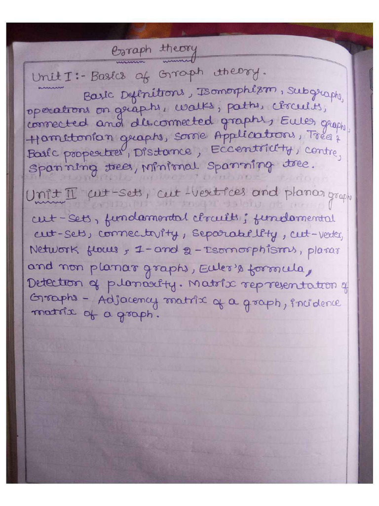 Graph Theory Unit 1 | PDF