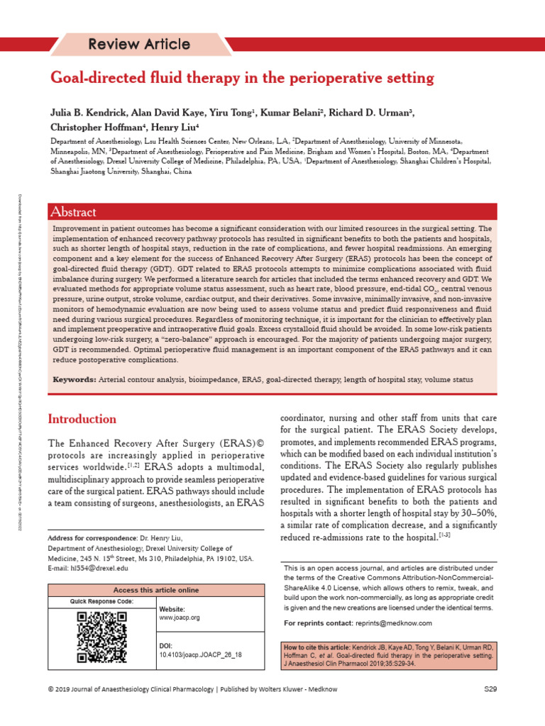 Goal Directed Fluid Therapy in The Perioperative.6 | PDF | Surgery ...