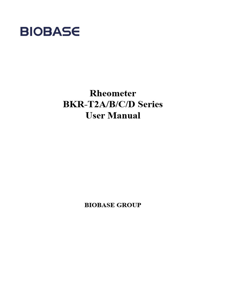 BKR-T2 Rheometer User Manual | PDF | Viscosity | Shear Stress