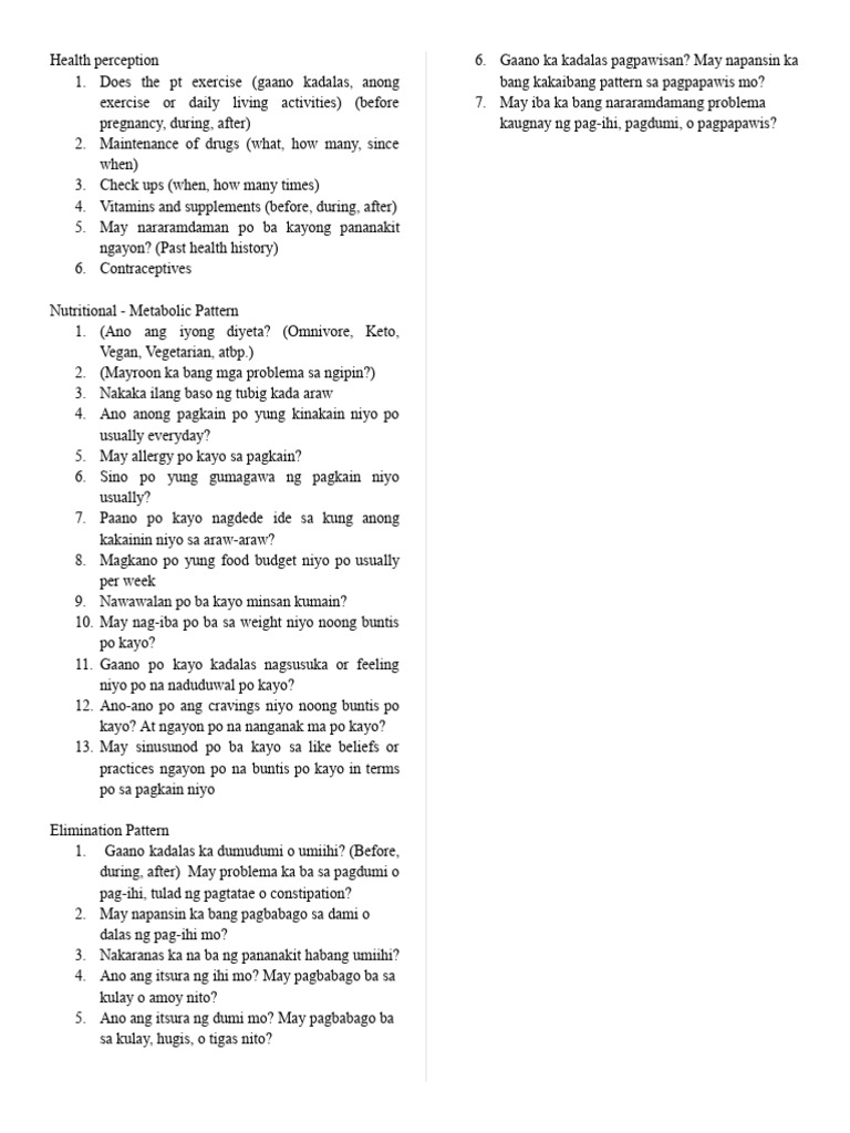 Gordons Questions | PDF