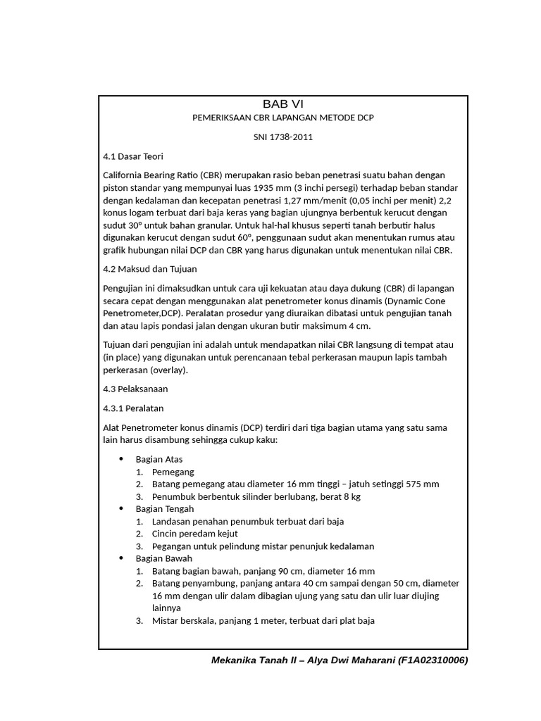 Pengujian CBR Lapangan Metode DCP | PDF