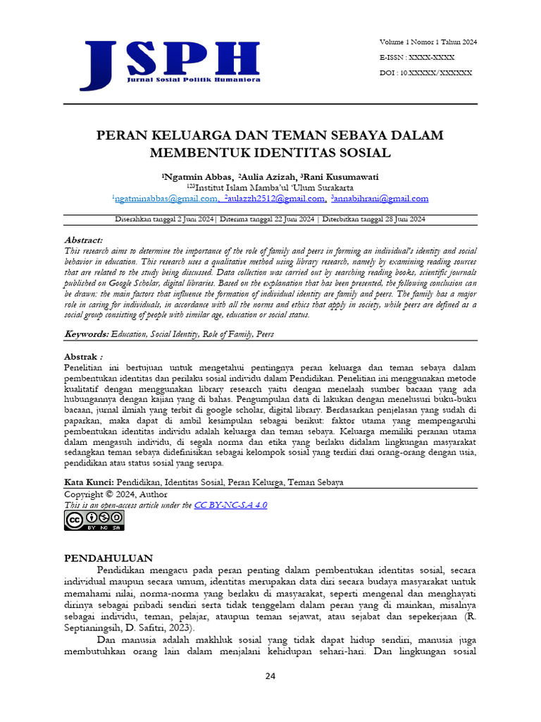 Peran Keluarga dan Teman Sebaya dalam Identitas Sosial | PDF