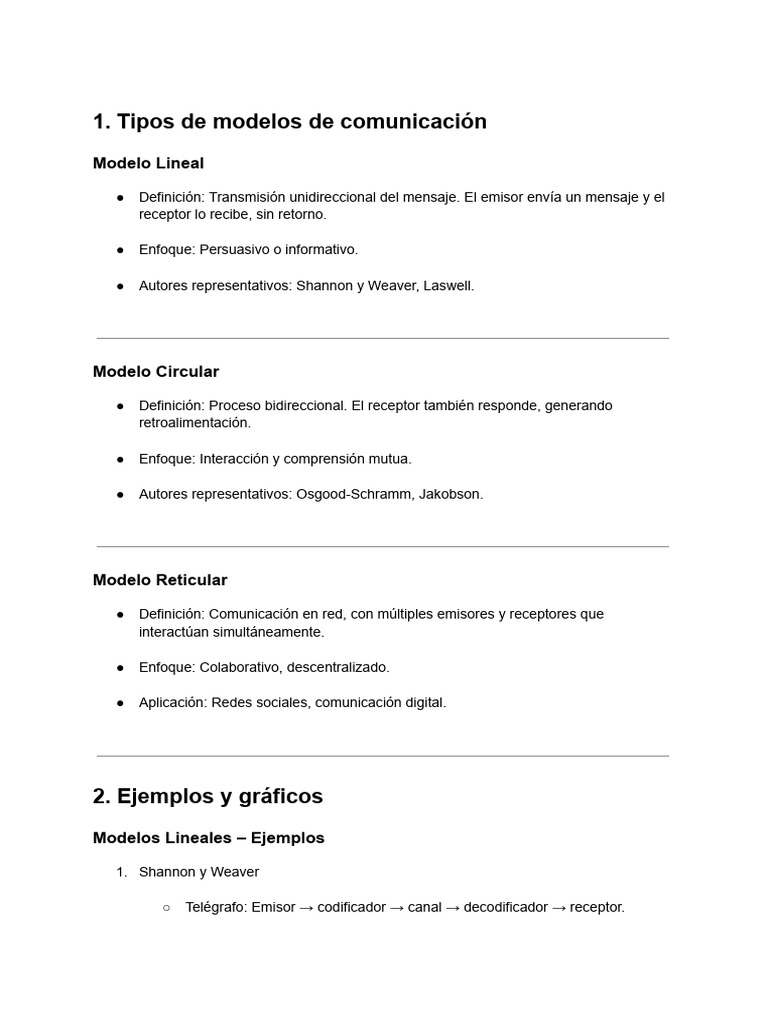 Tipos de Modelos de Comunicación | PDF