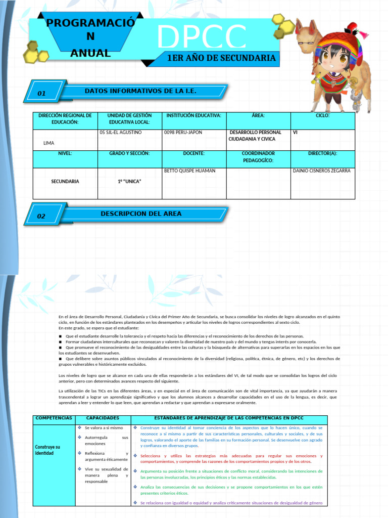 PROGRAMACI+ôN ANUAL1-¦ DPCC 2025 | PDF | Las emociones | Amistad