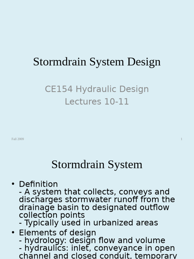 Stormdrain System Design Overview | PDF | Storm Drain | Discharge ...