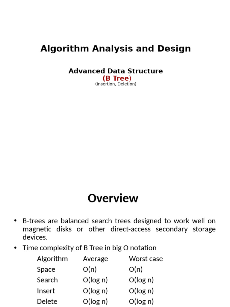 B-Tree Algorithm: Insertion & Deletion | PDF | Algorithms And Data ...