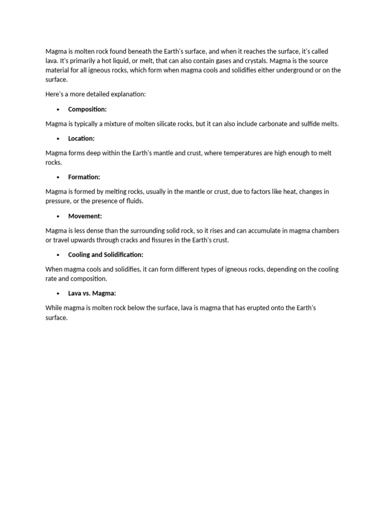 Understanding Magma: Formation and Types | PDF