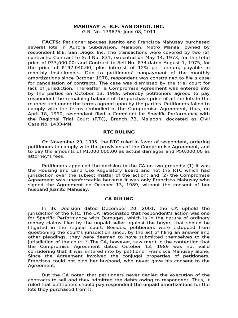 Recision of Contract in Real Property | PDF | Judiciaries | Civil Law ...