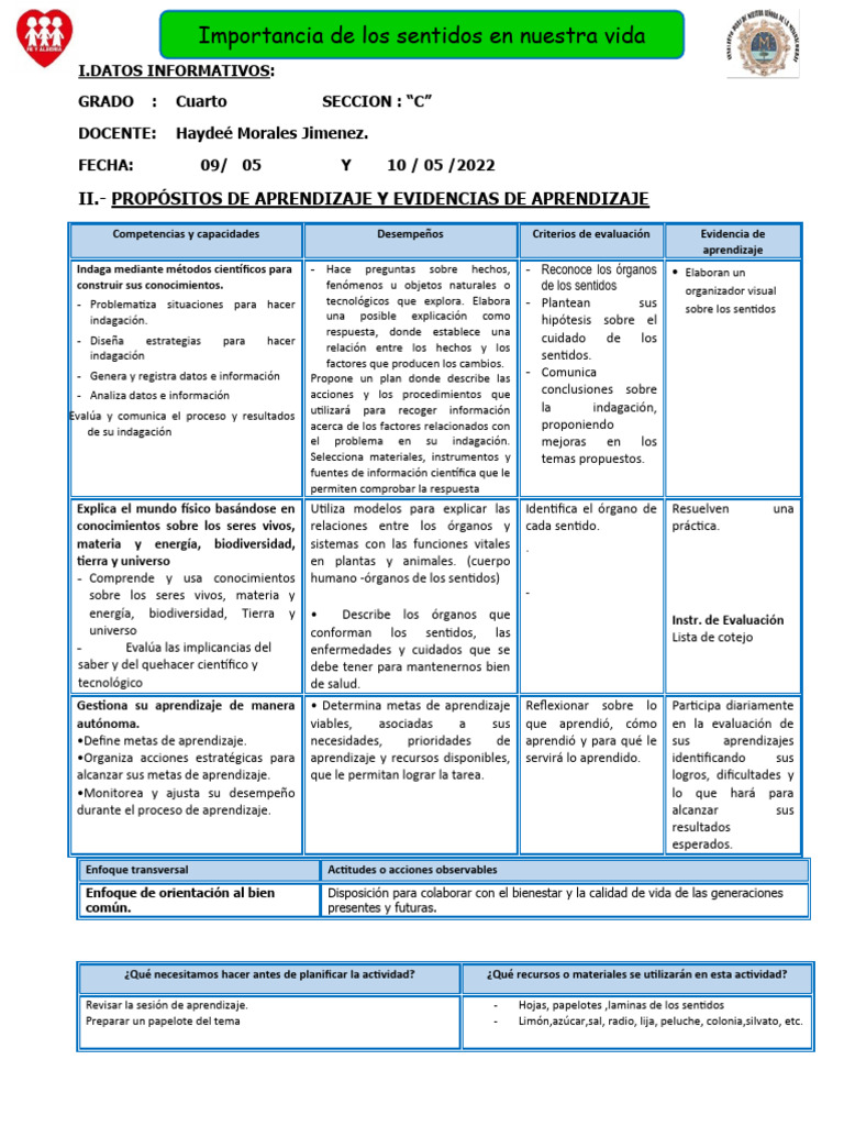 Sesion Ciencia y Tecnologia de Lso Sentidos | PDF | Aprendizaje ...
