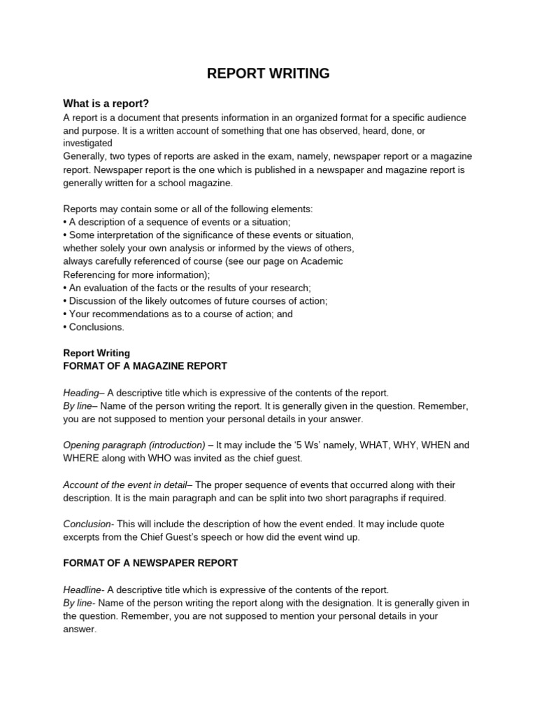 Report Writing - Class Viii 2025-26 | PDF | Information | Learning