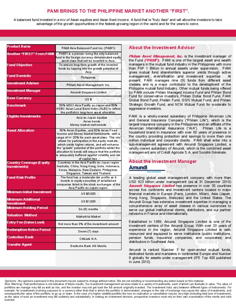 PAMI Asia Balanced Fund Product Primer v3 Intro Text PDF Mutual