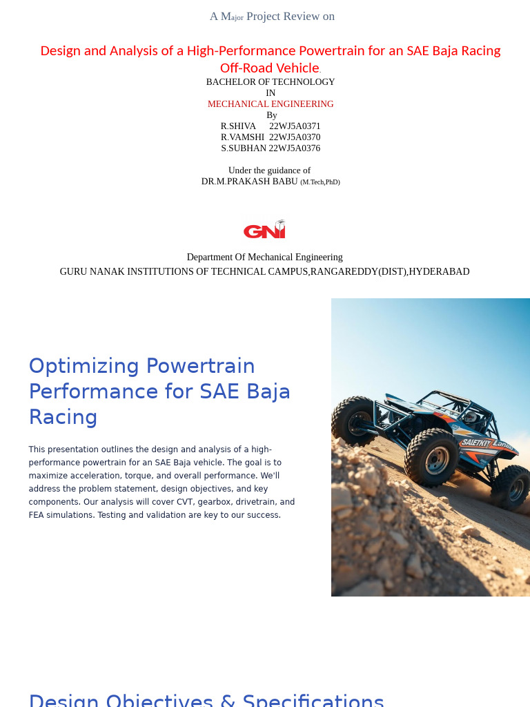 Optimizing Powertrain Performance For SAE Baja Racing | PDF ...