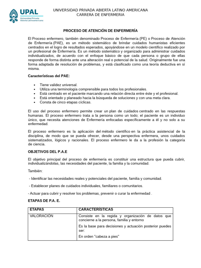 Proceso de Atención de Enfermería | PDF