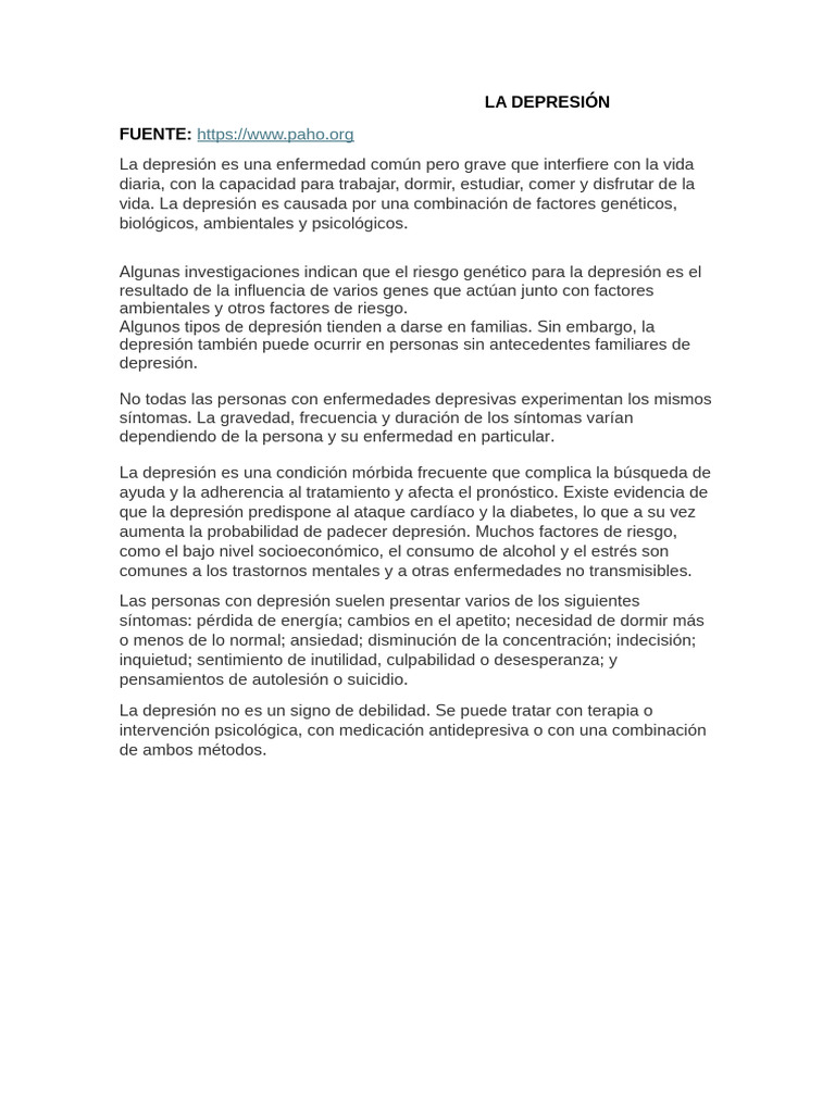 Impacto y Tratamiento de la Depresión | PDF | Trastorno depresivo mayor ...