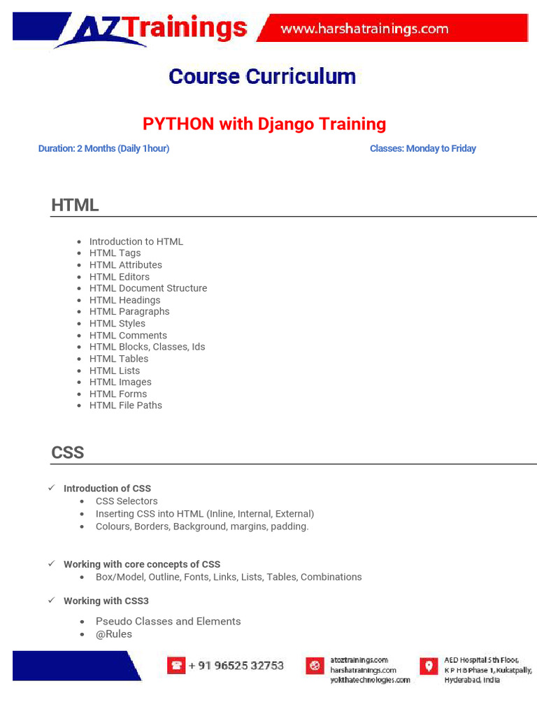 Django Web Development Training Course | PDF | Html Element | Html