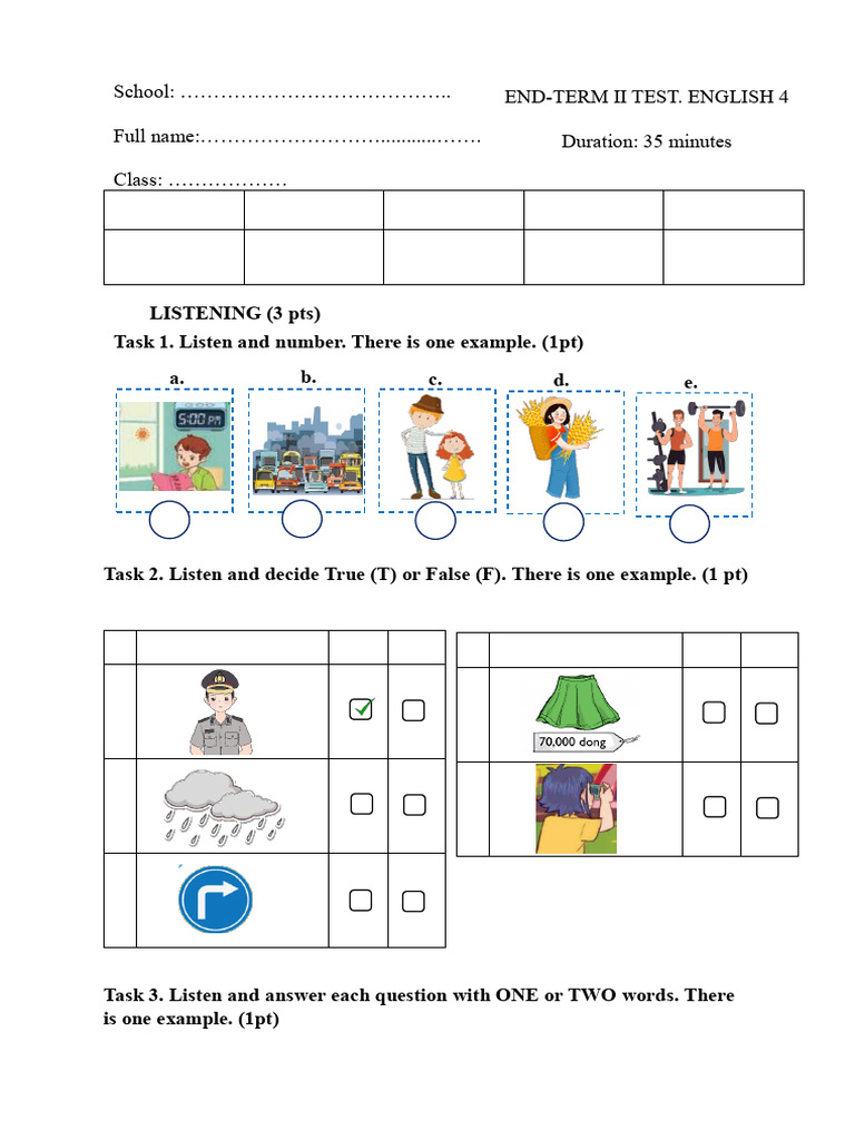 TEST 1 To 5 Global Success 4 | PDF
