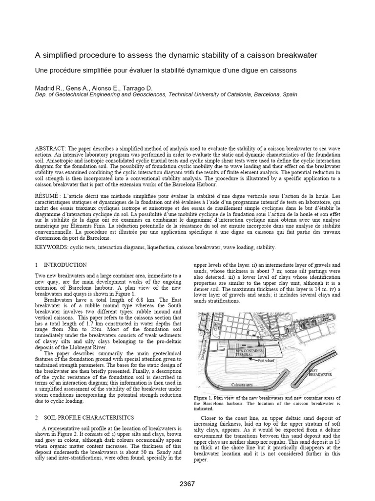 Simplified Stability Assessment of Caisson Breakwater | PDF | Strength ...