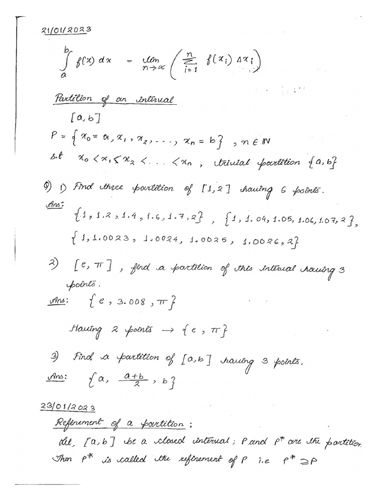 0 - Riemann Integral Note Feb 3, 2024 9-52 AM | PDF