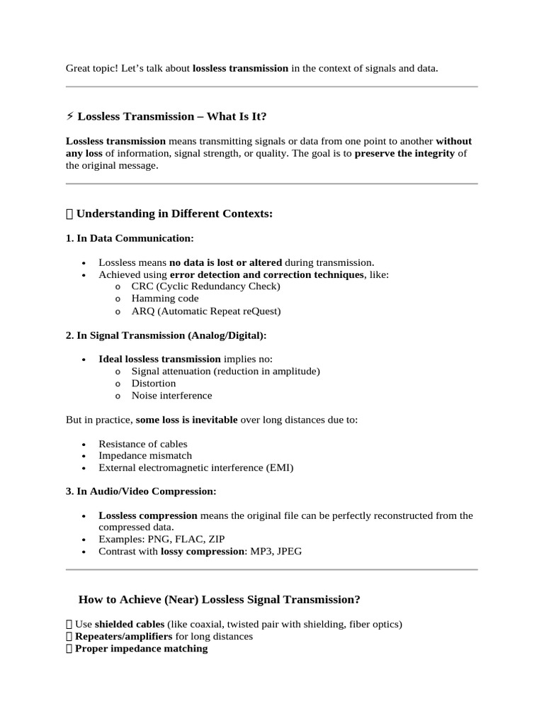 Lossless Transmission - What Is It? | PDF