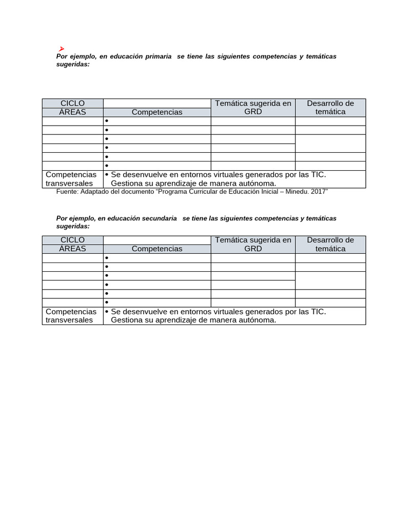 Competencias y Temáticas en Educación | PDF