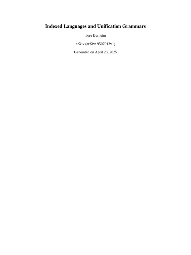 Indexed Languages and Grammar Unification | PDF | Linguistics | Grammar