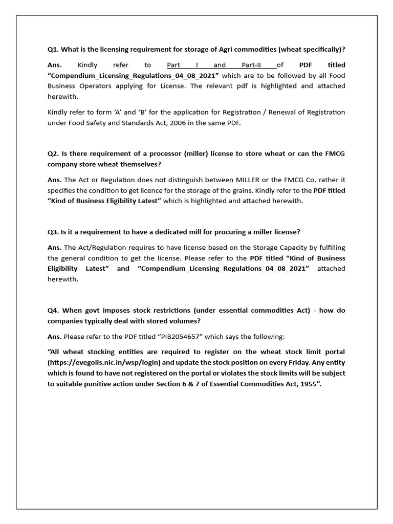 Wheat Storage License | PDF