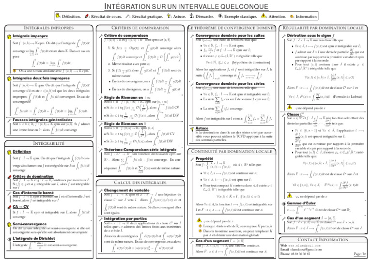 Intégration et Convergence des Intégrales | PDF | Intégral | Relations ...